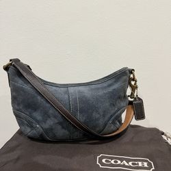 Vintage Coach Suede Hobo Bag 4284 Navy Blue