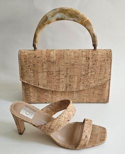 Women's Cork Slip On Sandal Heels 8.5 w/ Matching Purse Summer