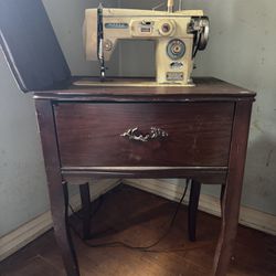 Morse Antique Sewing Machine In A Cabinet 