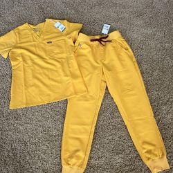 NWT Figs Emergency Yellow Scrub Set XS/XSP