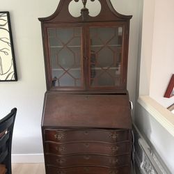 Mahogany Secretary Desk W/book Shelf On Top It Display Items w/Ball and Claw Feet 