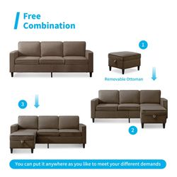 🆕 Couch And Ottoman With Storage Brown Color Brand New 