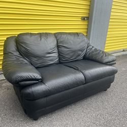 🚚 Free Delivery 🚚 Black Italian Leather Couch Sofa 