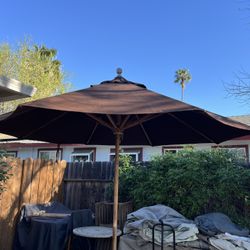 Brown 8ft Patio Umbrella (no Stand); Wooden Pole