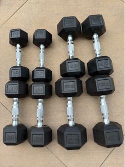 140 lbs of hex dumbbells