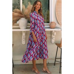 Geometric Print Midi Dress