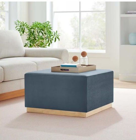 MODWAY
Tilden Large 28 in. Cadet Blue Natural Performance Velvet Upholstered Square Ottoman