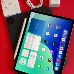 128GB Apple IPad Pro 11” 4th Generation (2022 Model / M2 chip) Wi-Fi + Cellular (5G Unlocked) Keyboard, Pen & Accessories