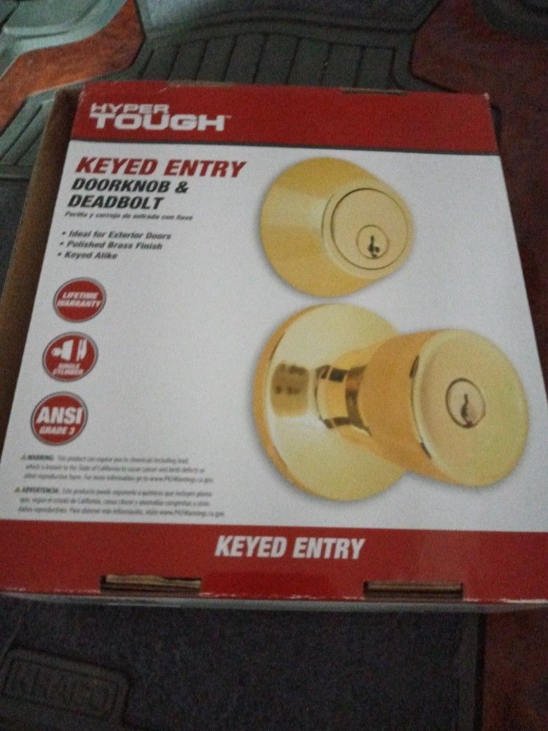 Hyper Tough Keyed Entry Door Knob And Deadbolt Gold Colored Walmart