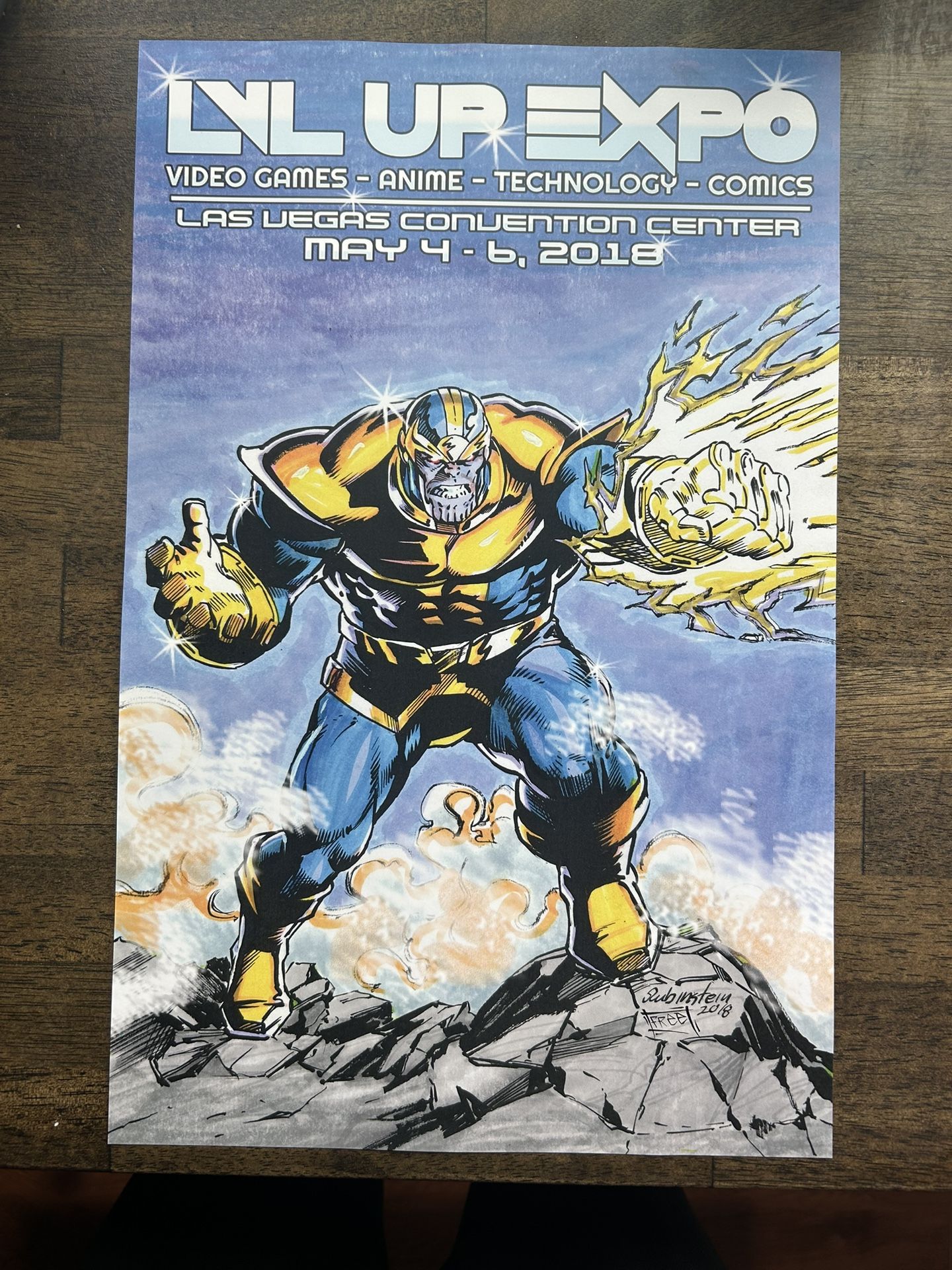 Autographed By Joe Rubenstein Lvl Up Expo 11x17 Poster Thanos