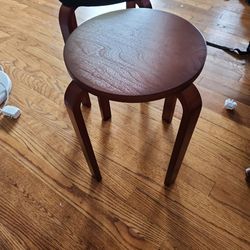 7 Wooden Stools W/padded Covers