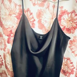 Shein Black Satin Cow Neck Top