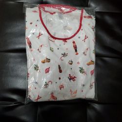 Lake Pijamas SET PIMA COTTON LONG SLEEVE CRIP CHRISTMAS WHITE  Size xxs