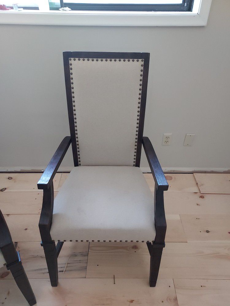 Off White And Wood Sitting Chairs