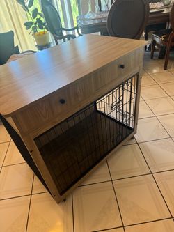 Furniture-Style Dog Crate with Drawer l 37” wide24”,height 32”