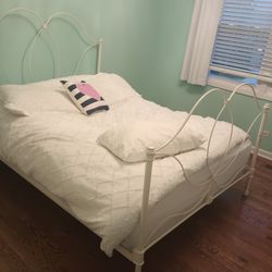 Queen Size Bed Frame (Pottery Barn) And Mattress 