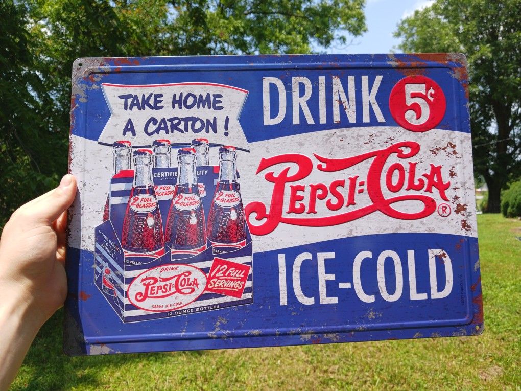 New Pepsi Cola Sign 17"x12