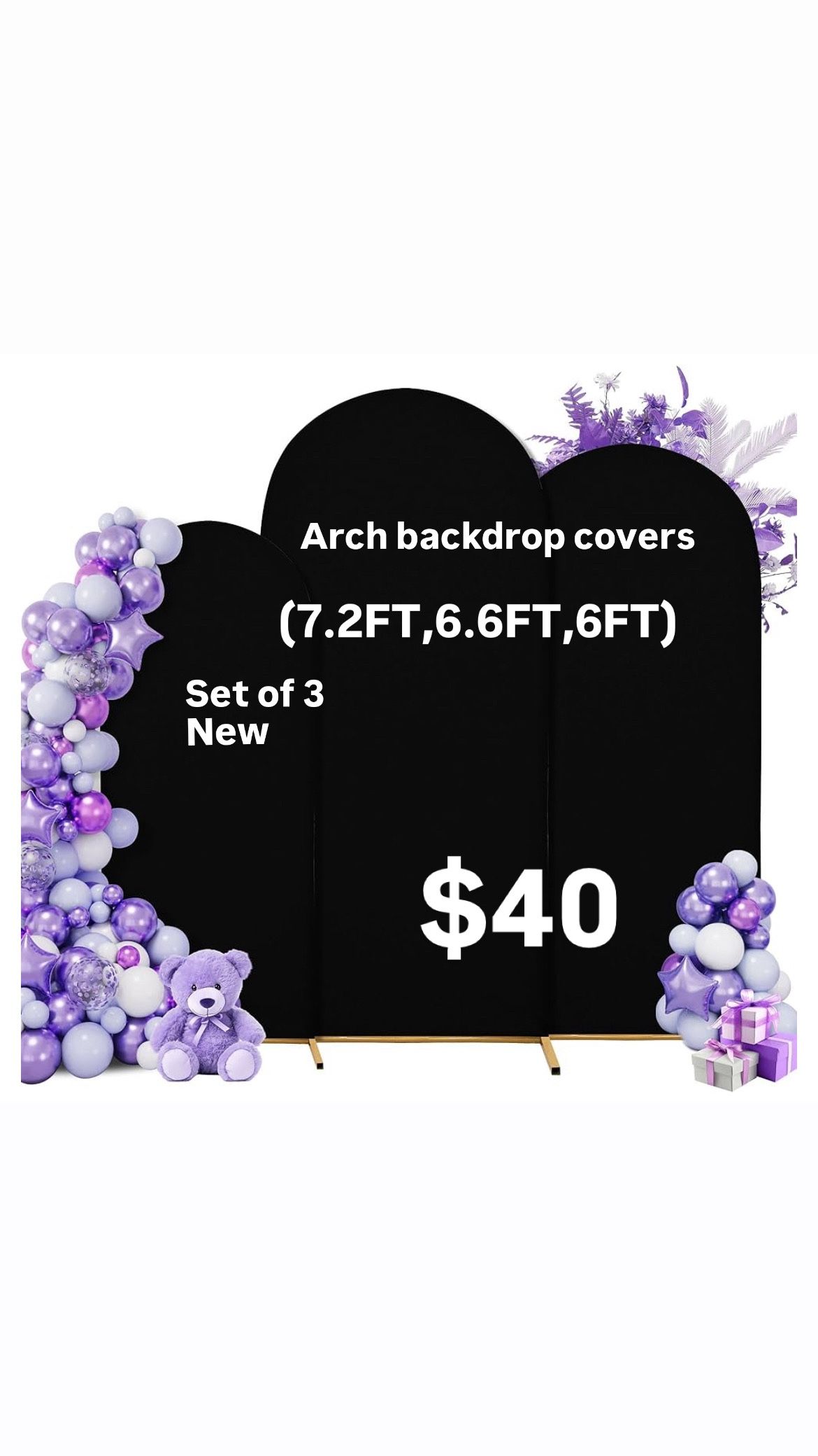  Arch Backdrop Covers (7.2FT,6.6FT,6FT) Set of 3 