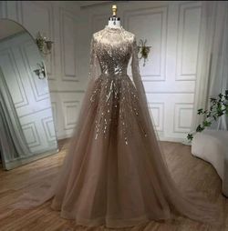 Beaded Tulle Ball Gown Evening Dress