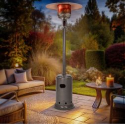 46000 BUT Portable Outdoor Propane Patio Heater with Wheels,Commercial & Residential with Water Tank, Adjustable Heat Output, 9-Foot Radius, Slate G