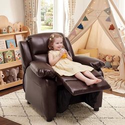 NEW Macaron Kids Reclining Chair Leather Recliner Sofa Push Back Toddler Youth Children Child Ages 2 (FOR KIDS ONLY)