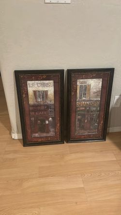 Set of 2 Framed European Street Scene Prints