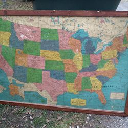Autographed Vintage Us Map