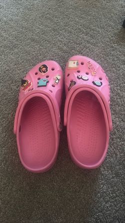 Pink Crocs Classic Clogs with Jibbitz Charms size 11 women