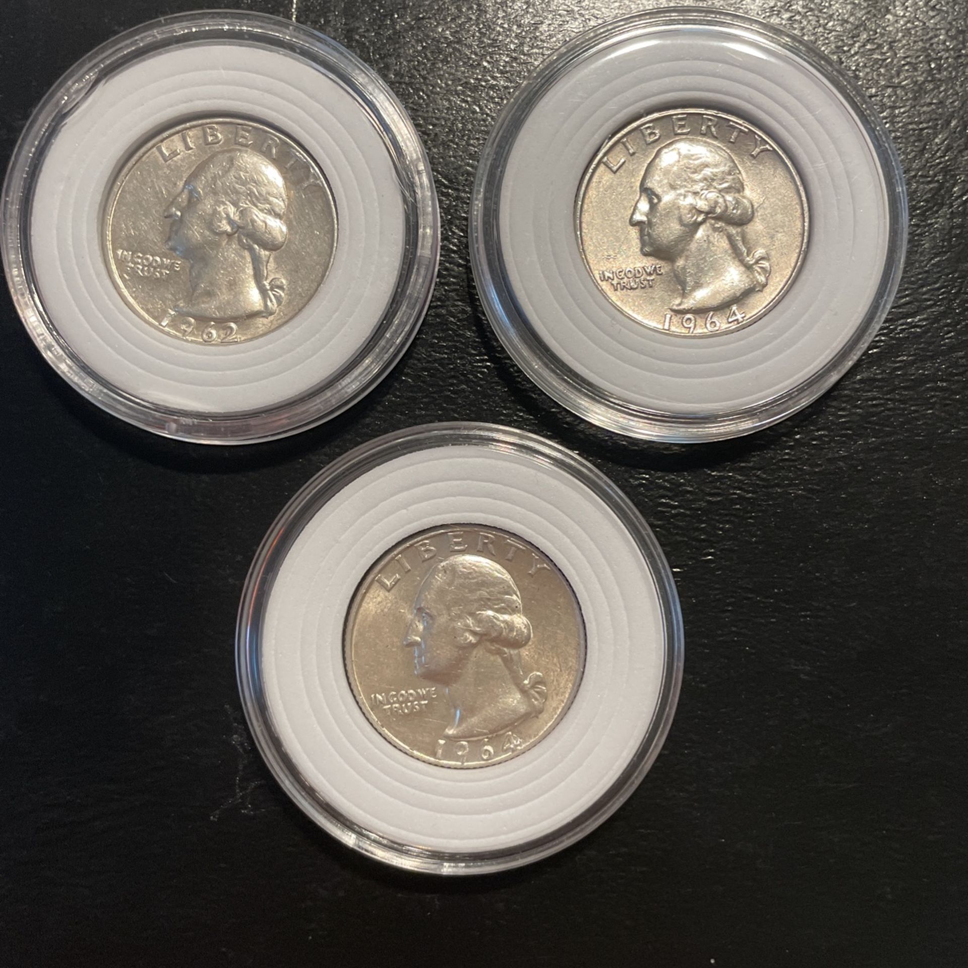 3 Silver Dollar Quarter 90% 1964/1962