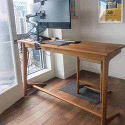 Walnut Mid Century Modern desk and Woven chair 