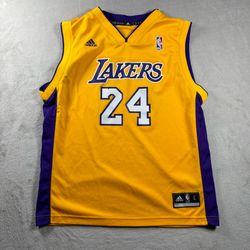 Adidas Los Angeles Lakers Jersey Boys L 14/16 Yellow NBA Basketball 24 #5A