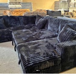 CORDUROY SOFA SECTIONAL WITH PULLOUT BED AMERICAN MADE 