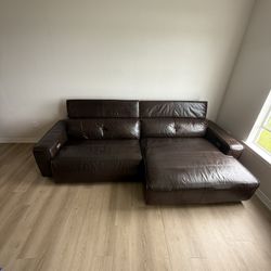 Genuine Leather Recliner Sectional – Excellent Condition
