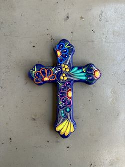 Ceramic Painted Cross From Mexico
