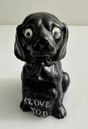 Black Dog I Love You Figurine Freestanding Statue Ornament Dog Lovers Home Decoration Accent