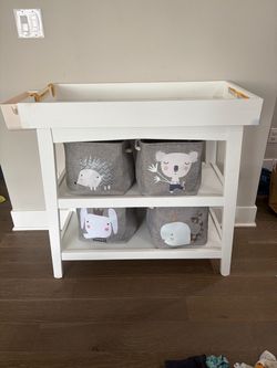 White Baby Changing Table and diaper pail