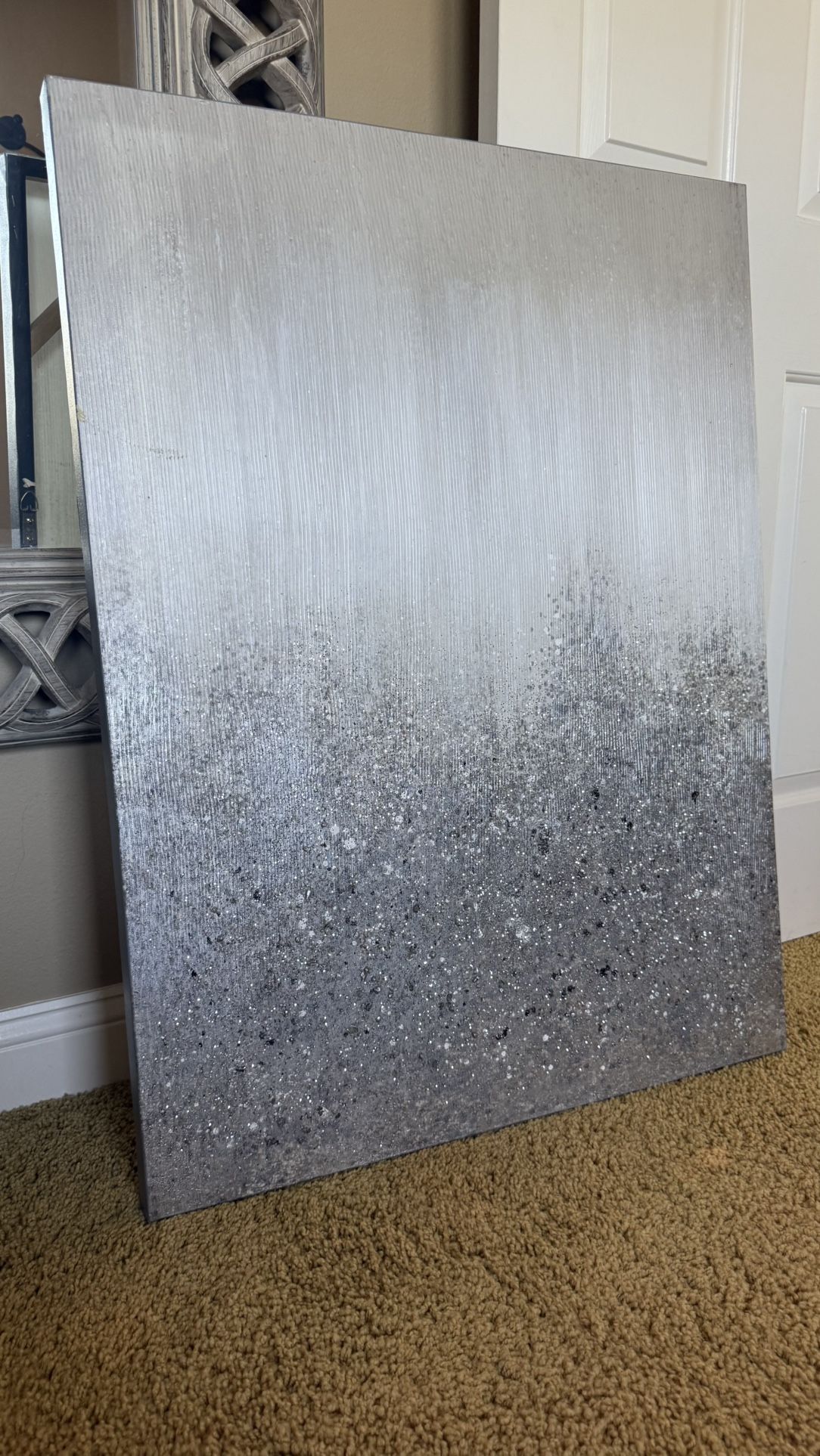 アートメイク シルバー Z Gallerie Silver Sparkly Glitter Painting