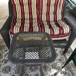 Wicker Weave Love Seat No Cushions 