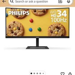 Philips 346E2CUAE 34'' Curved Frameless UltraWide QHD 3440x1440,100Hz 1ms MPRT, sRGB 121%, USB-C Charging, MultiView PIP/PBP, Height Adjustable, 4Yr A