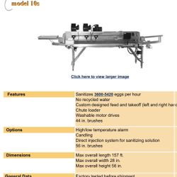 National Poultry Equipment Aquamajic Egg Cleaning Machine 