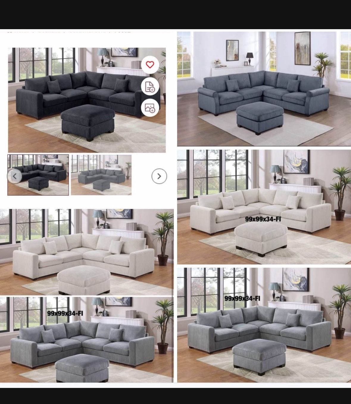 Sectional With Ottoman Set