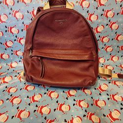 Women's Michael Kors Slater Medium Pebbled Leather Backpack Dark Red |

