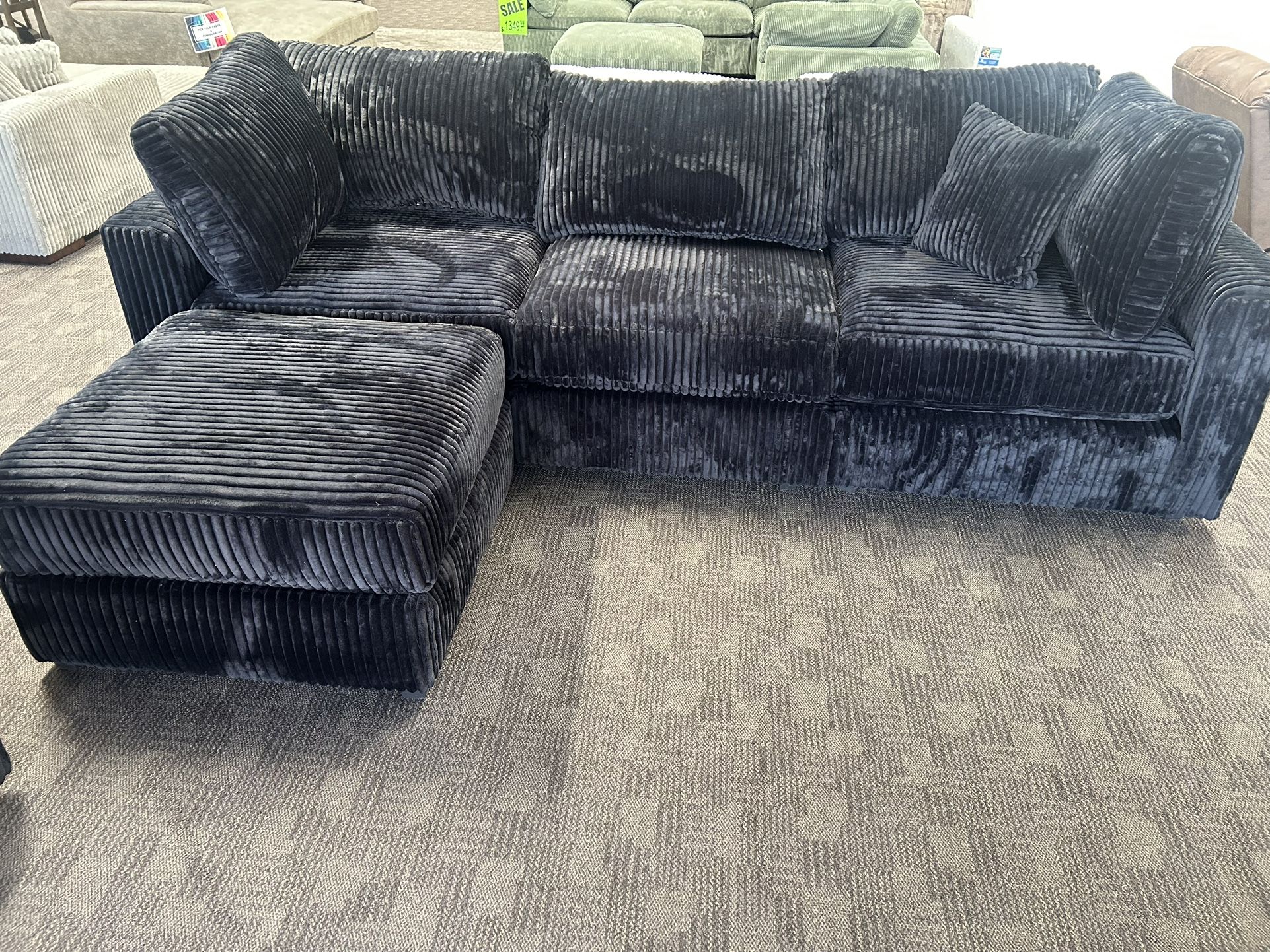 Black Modular Comfy Deep Sectional