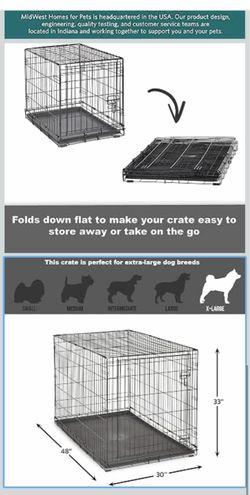 48-Inch Single Door Crate, XL Breeds, 90-110 lbs