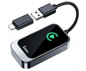 Wireless Carplay Adapter, Carplay Wireless Adapter, Converts Factory Wired CarPlay to Wireless CarPlay, Plug and Play 2-in-1 Wireless Carplay Adapter