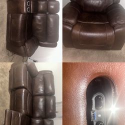 Full Set Brown Recline Leather Couches 