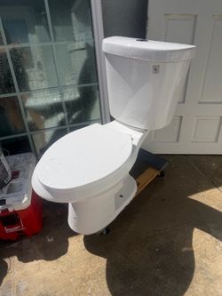 White Two-Piece Toilet with Seat