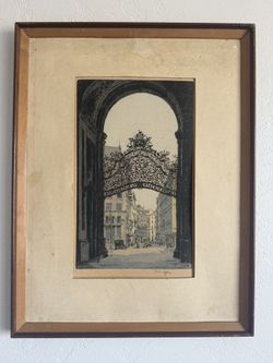Antique European Framed Etching - Early 1900s