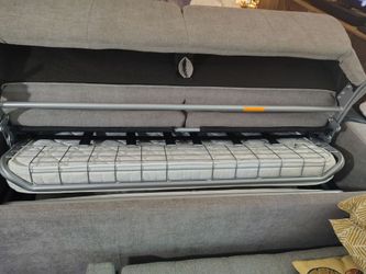 Gray Fabric Sleeper Sofa with Pull-Out Mattress