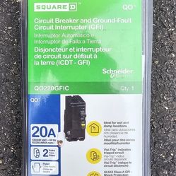 Square D QO 20A Circuit Breaker and Ground-Fault Interrupter (GFI) - QO220GFIC